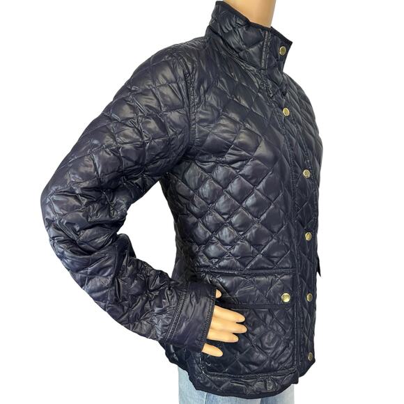 J. Crew Shiny Downtown Quilted Field Puffer Jacket Navy Blue C8548 Size S - Picture 5 of 16